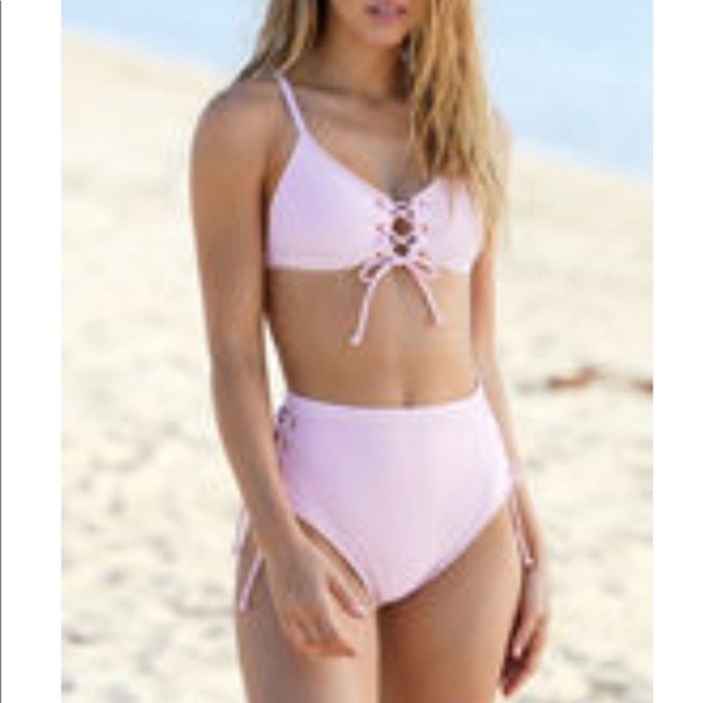 🌊LA Hearts Lace-Up High Rise Bikini Bottom - Picture 2 of 4